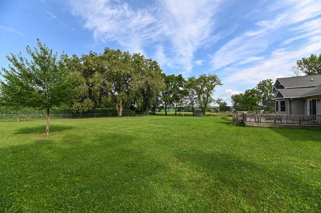 view of yard with a deck