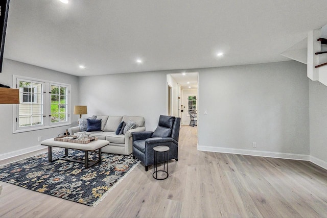 living room featuring light hardwood / wood-style flooring