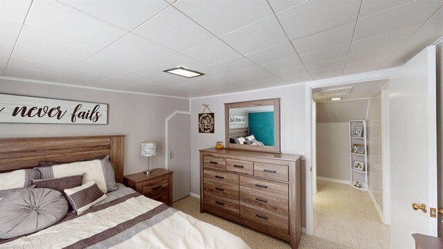 carpeted home office featuring lofted ceiling