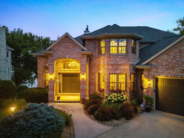 view of front of house with a garage