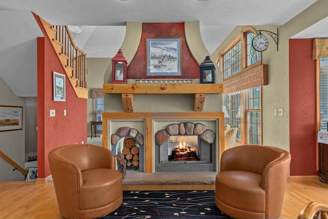 living area featuring wood-type flooring