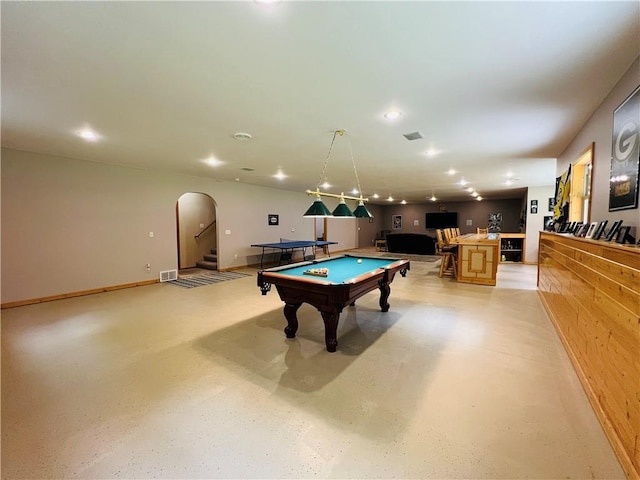 recreation room with pool table