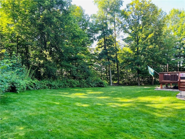 view of yard with a deck