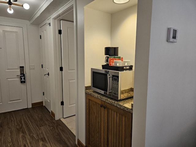 hall featuring dark hardwood / wood-style floors