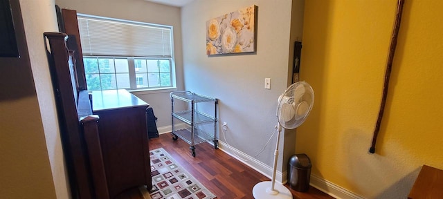 bathroom with hardwood / wood-style flooring