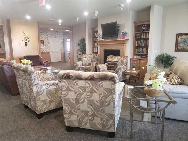 view of carpeted dining space