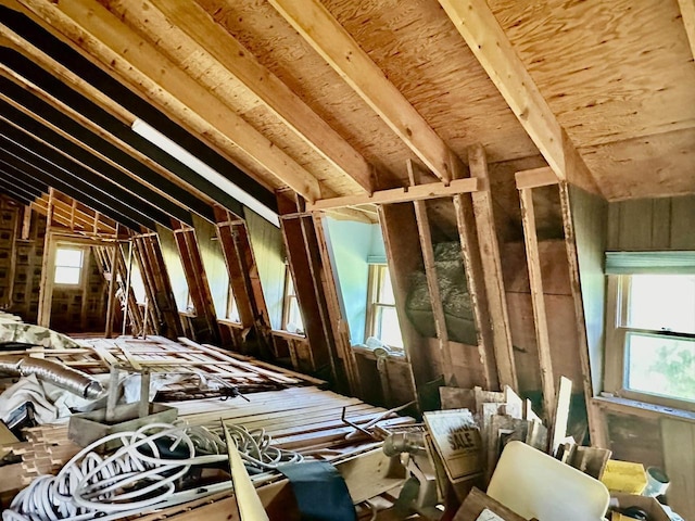 miscellaneous room featuring vaulted ceiling