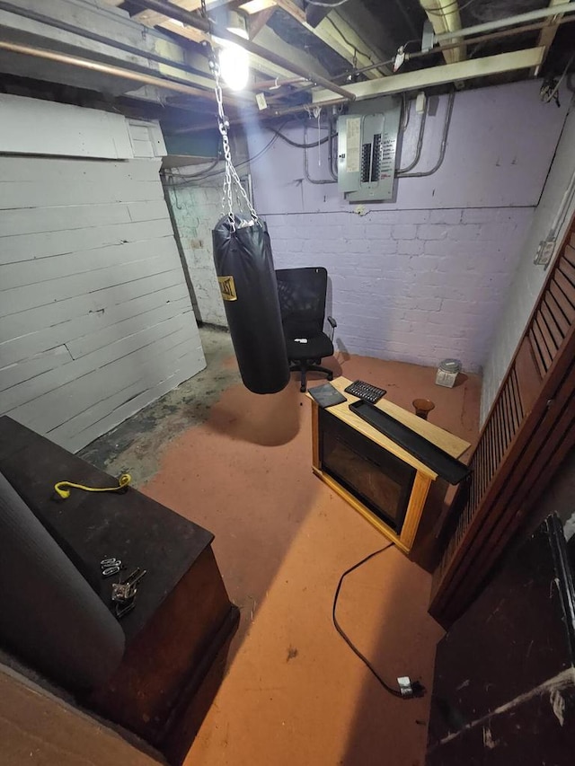 basement with electric panel