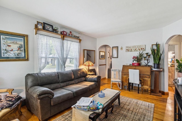 living room with wood-type flooring