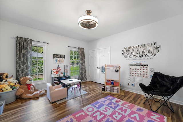 interior space with dark hardwood / wood-style flooring