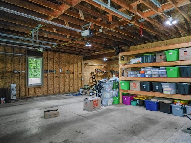 garage with a garage door opener