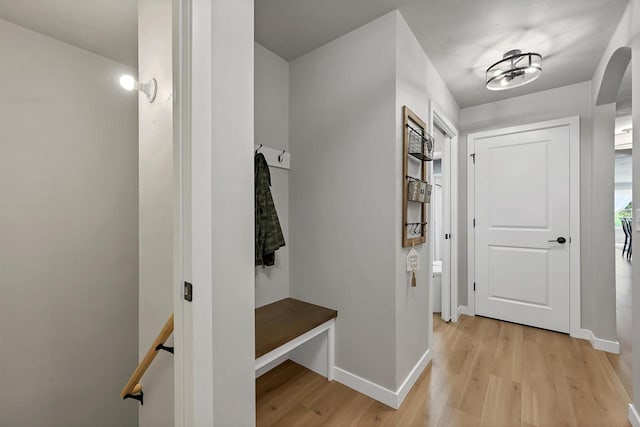 mudroom with light wood-type flooring