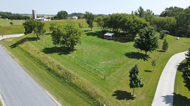 aerial view featuring a rural view