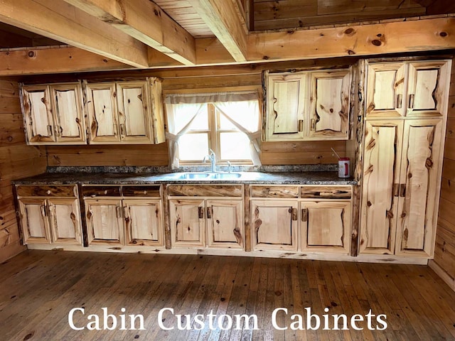 W6769 County Road D, Sheldon, WI 54766 - kitchen with a sink, dark wood-style floors, and dark countertops