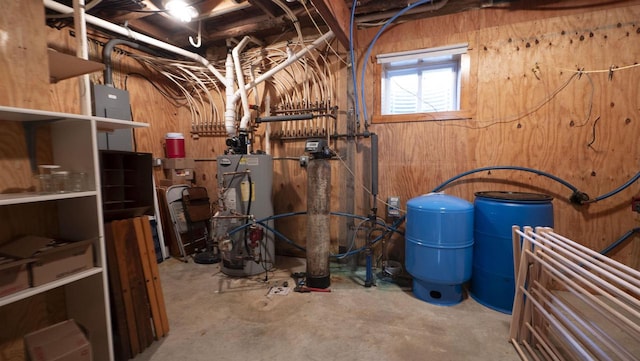 utility room with gas water heater