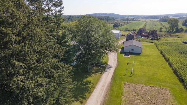 aerial view featuring a rural view