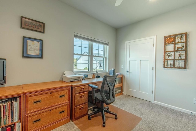 office featuring light carpet