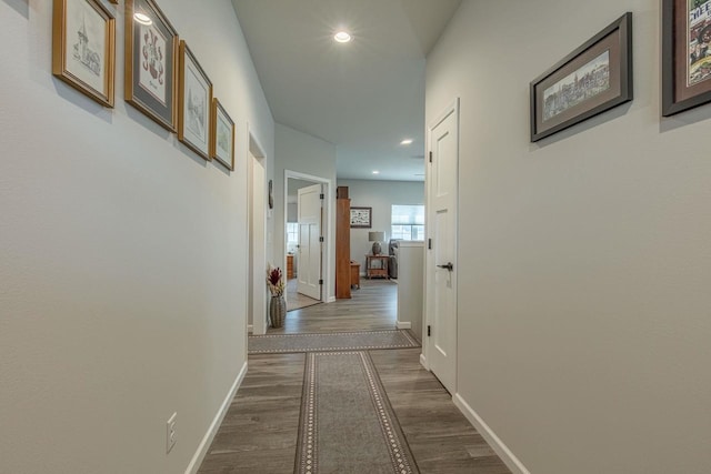 hall featuring hardwood / wood-style flooring