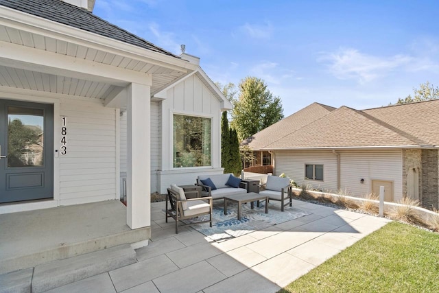 view of patio / terrace featuring an outdoor living space