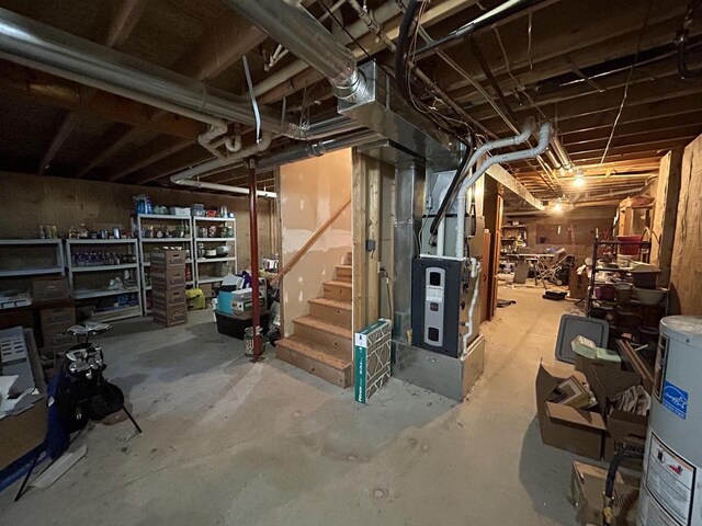 basement with gas water heater