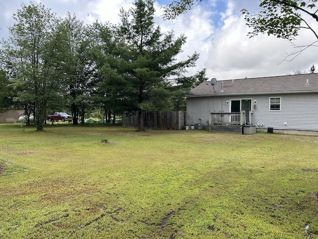 view of yard with a deck