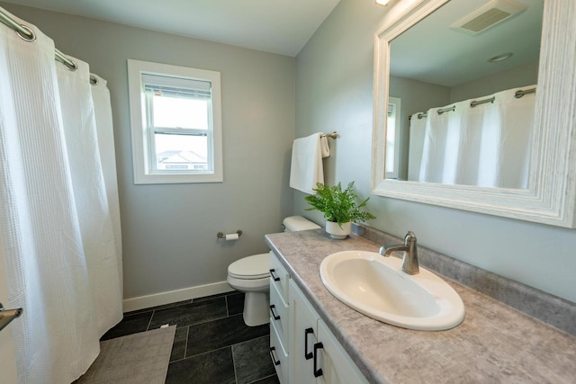 bathroom with toilet and vanity