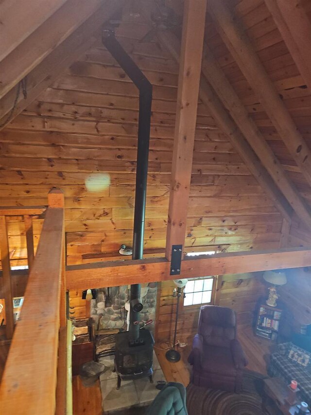 dining area with wooden walls and cooling unit