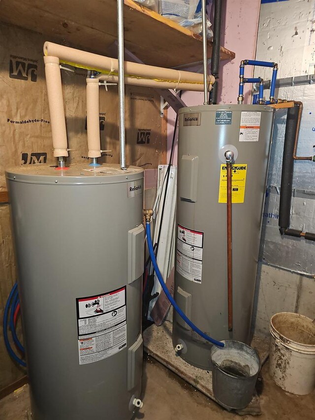 utility room with water heater