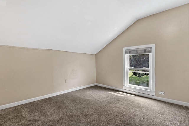 additional living space featuring carpet flooring and lofted ceiling