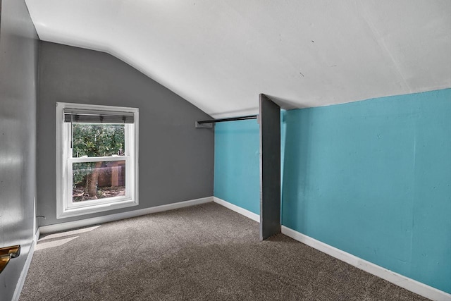 additional living space featuring carpet flooring and vaulted ceiling