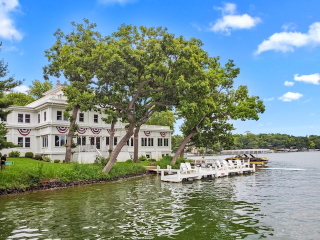 view of dock featuring a water view