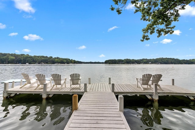 view of dock featuring a water view