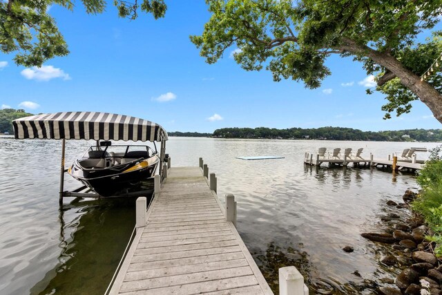 view of dock featuring a water view