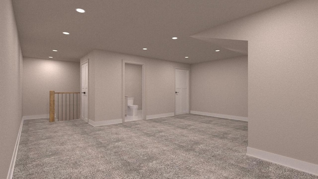 basement with carpet floors