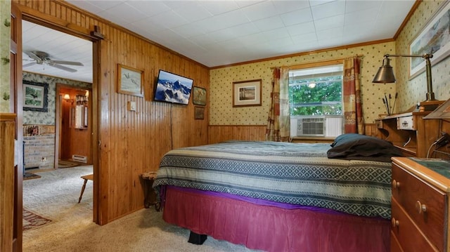12810 N County Highway T, Hayward, WI 54843 - carpeted bedroom featuring ornamental molding, cooling unit, and a baseboard heating unit