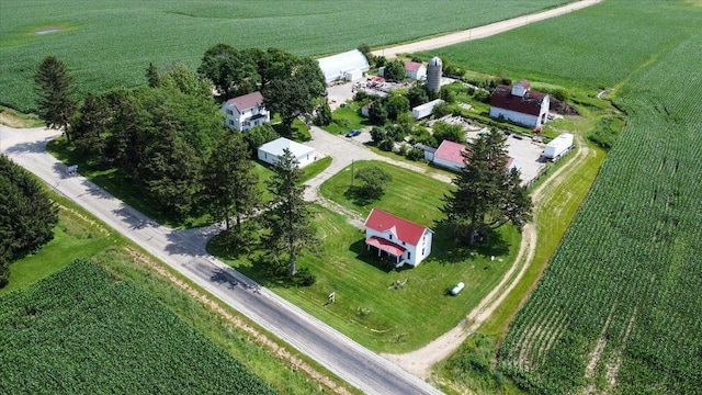 birds eye view of property featuring a rural view