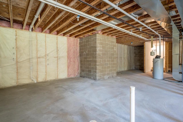 basement with gas water heater