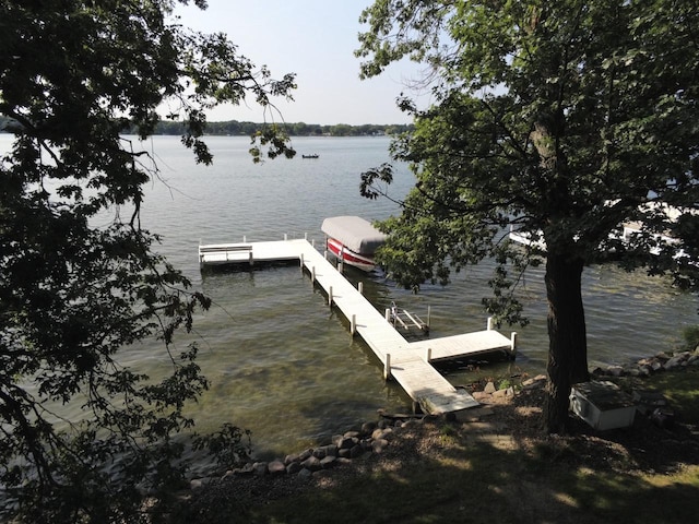 view of dock featuring a water view