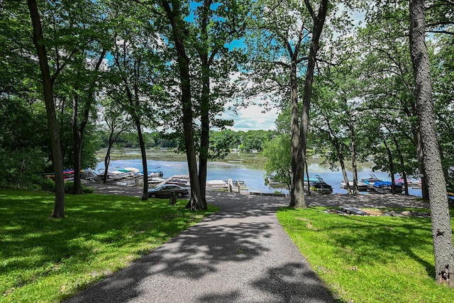 water view with a dock