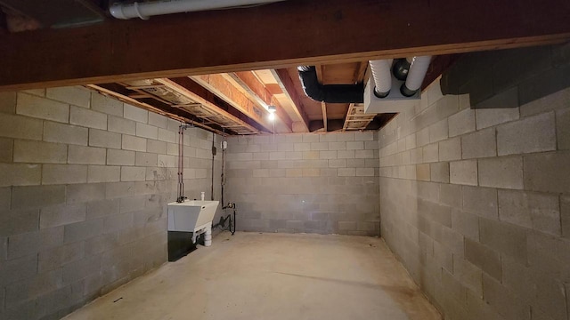 basement with sink