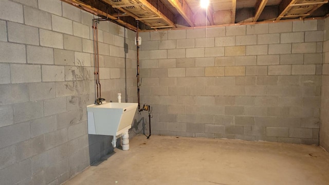 basement with sink