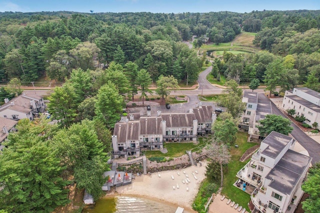 bird's eye view featuring a view of trees