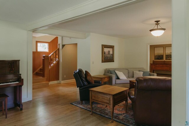 living room with wood-type flooring