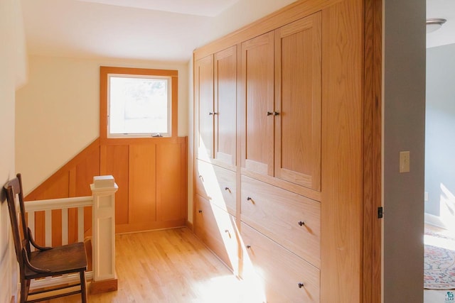 hall featuring light wood-type flooring