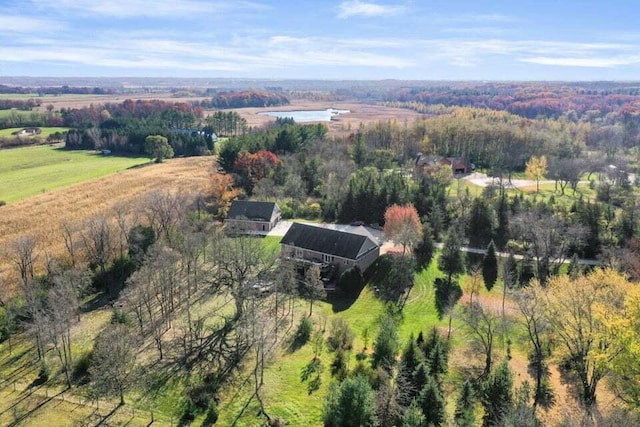 aerial view featuring a rural view