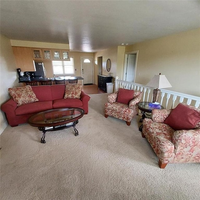 living room with carpet floors