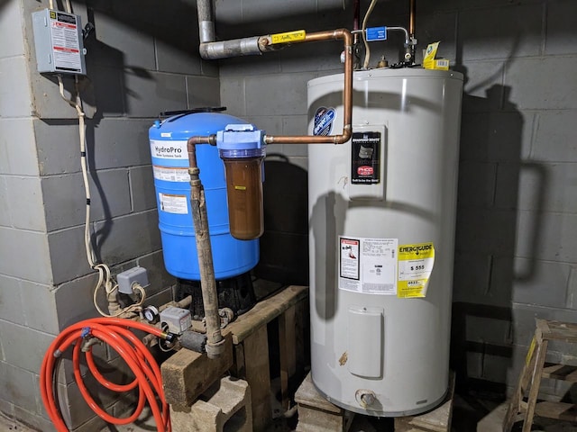 utility room featuring water heater