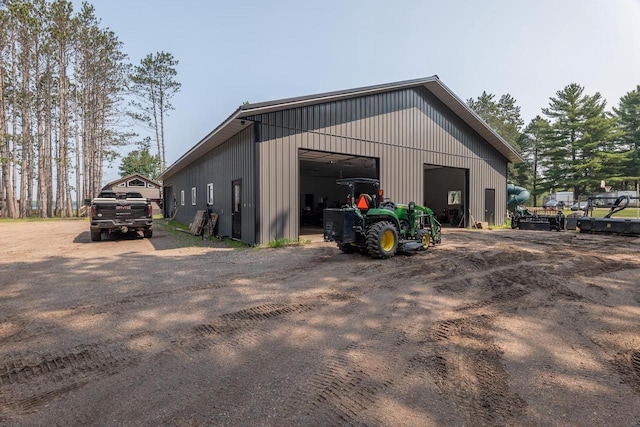 view of detached garage