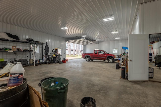 garage featuring metal wall