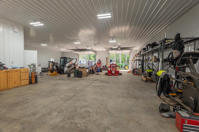 garage featuring metal wall